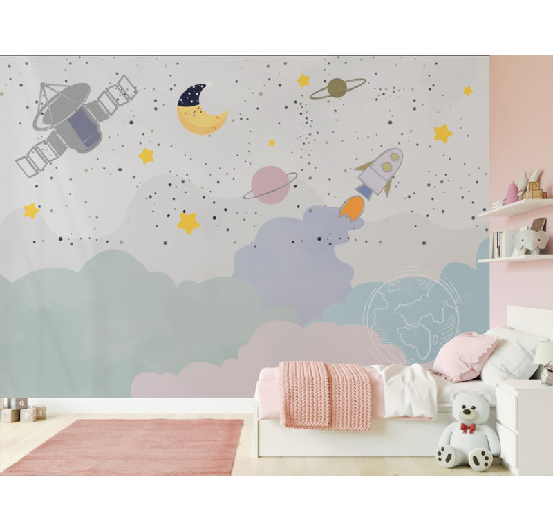 Papier peint mural pour enfants, espace, planète, L 27,96 po x l 39 po