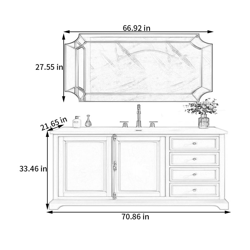 American modern style bathroom cabinet, 71""