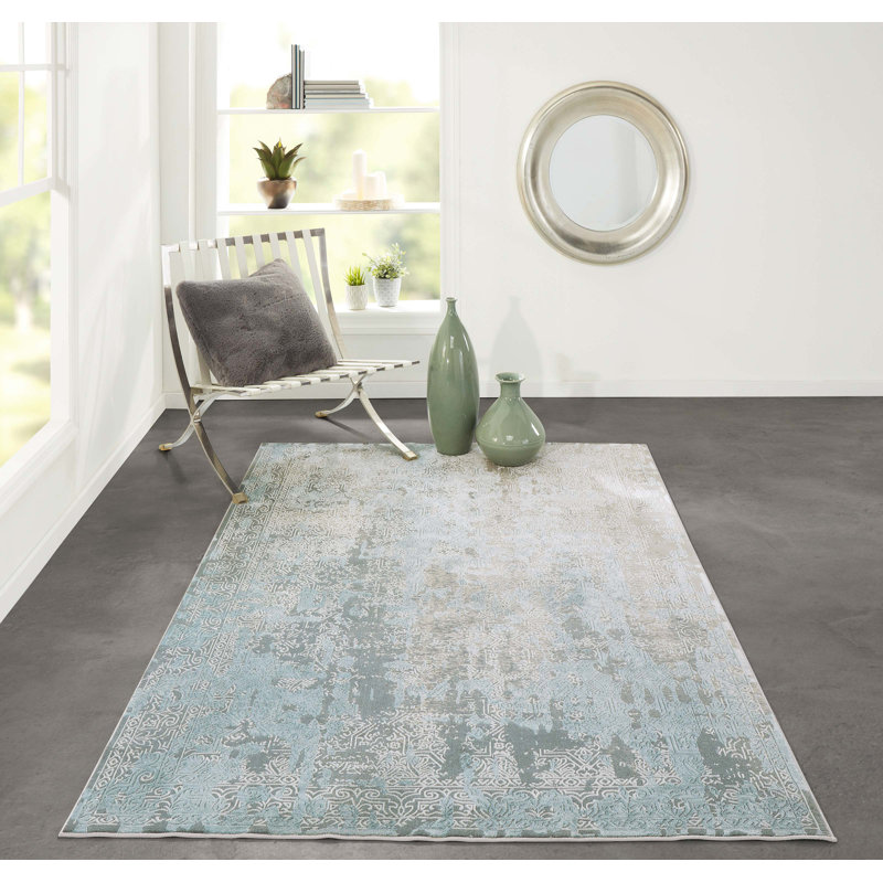 Tapis bleu Elysia, Rectangle 5 pi 1 po x 7 pi 7 po