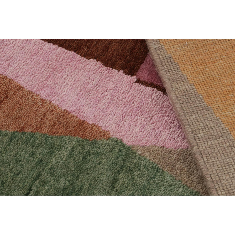 Hand Knotted Geometric Area Rug, Rectangle 6' x 9'