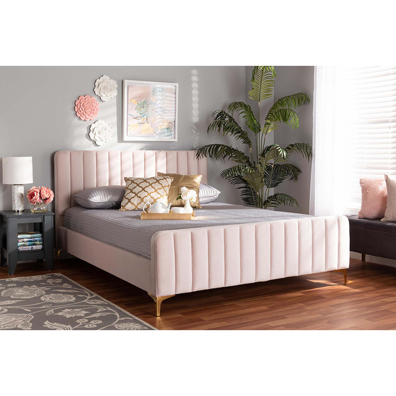 Krecic Upholstered Platform Bed, Pink, King