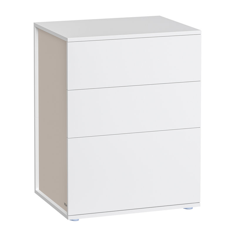 Superfast Toolless Assembly Bedside Table With 3 Storage Drawers, White