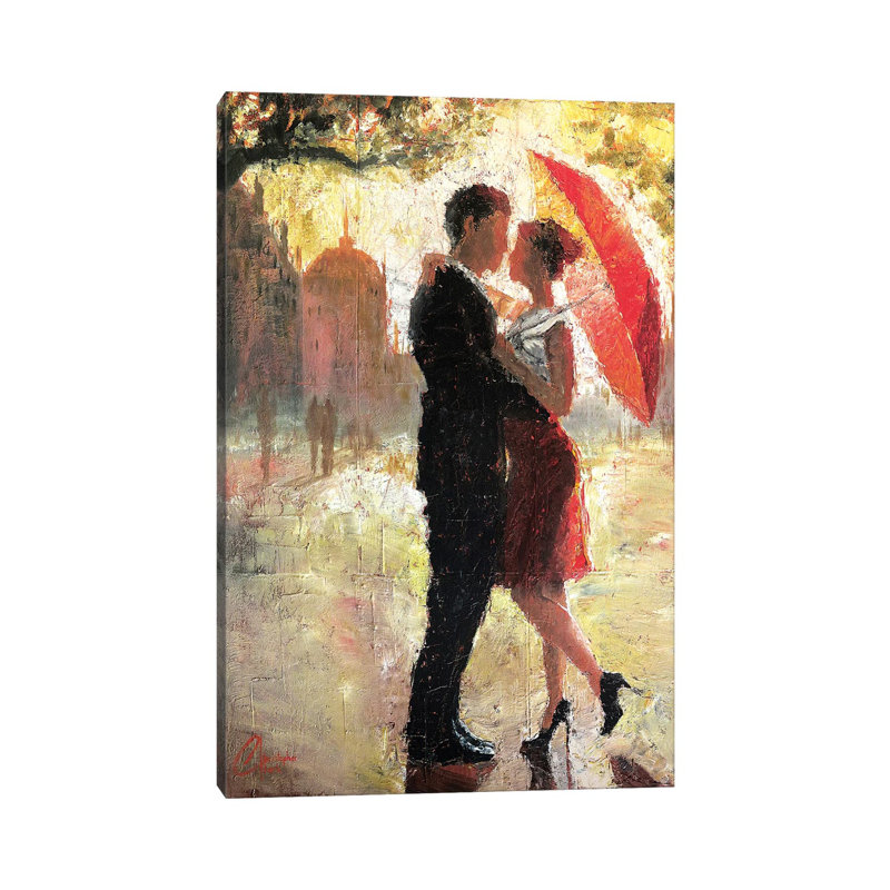 Red Umbrella Romance I by Christopher Clark - Wrapped Canvas Painting, 66.04 cm H x 45.72 cm W x 3.175 cm D
