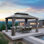 Pavillon de jardin permanent en aluminium 10 pi x 14 pi avec toit double en acier galvanisé pour terrasse et jardin, rideaux et filet inclus, gris