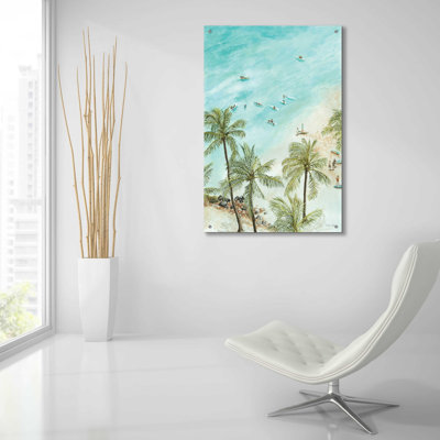 «Surfers From Afar» par Cindy Jacobs, art mural en verre acrylique