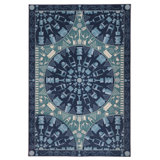Oriental Area Rug in Blue/Dark Blue/Ivory