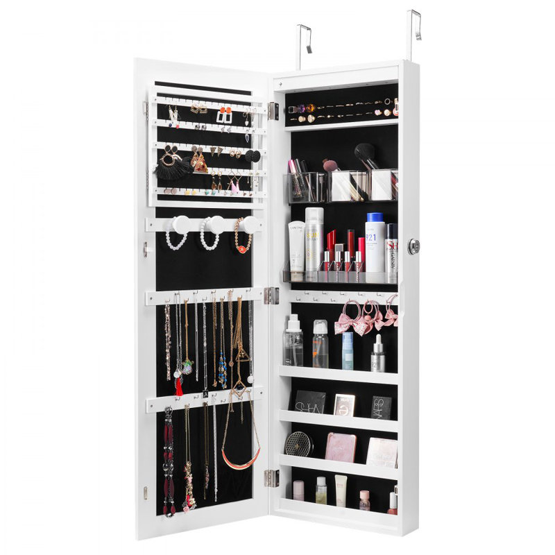 Armoire à bijoux avec miroir verrouillable 42,52 po, Blanc