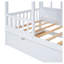 Lit simple en bois avec couchette - Lit de jour pour enfant en pin massif blanc avec toit et fenêtres-298186236