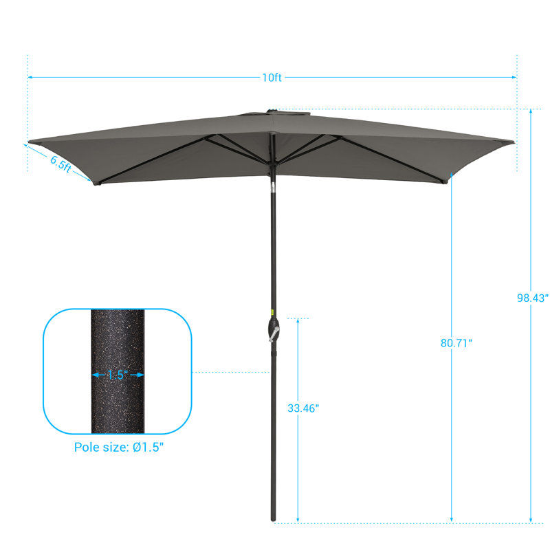 Parasol de 120 po Dorane, Gris