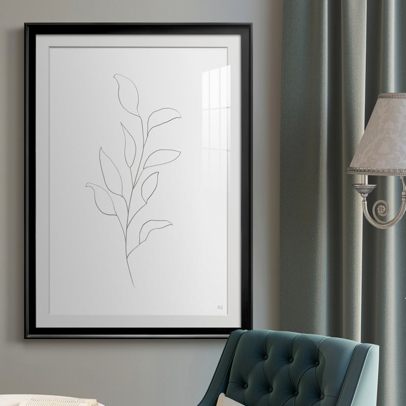 Botanical Gesture VI - Peinture encadrée, Noir, H 26,5 po x l 36,5 po x P 1,5 po