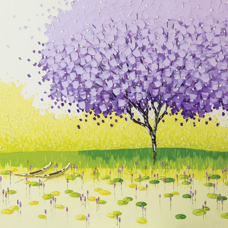 «Tranquil Season», peinture sur toile, H 12 po x l 12 po x P 1,5 po, Pas de tapis, Toile tendue