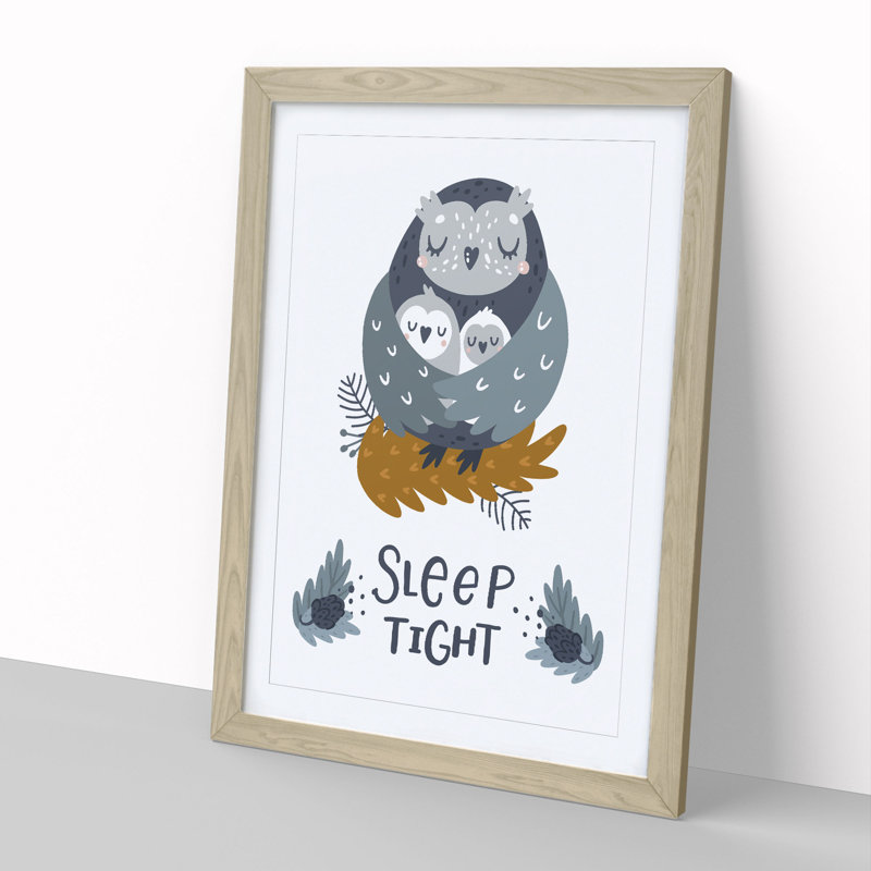 Sleep Tight Owl - Framed Print, Oak Framed, 36cm H x 27cm W x 2cm D