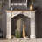 Beige + Walnut Solid Wood Freestanding Fireplace