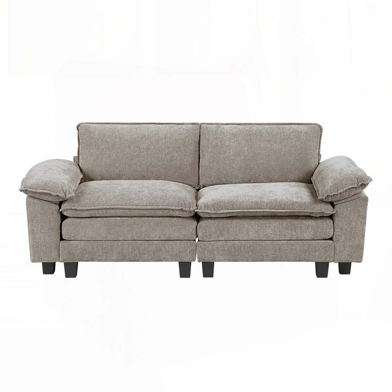 Causeuse en tissu d'ameublement en chenille, Gris brun