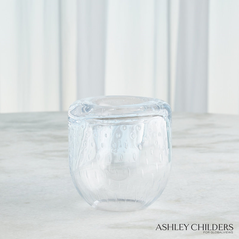 Double Take Vase-Clear Seeded-Tall, 5.75" H x 5.75" W x 5.75" D