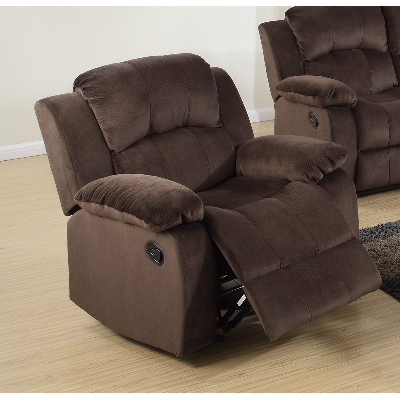 Motion Recliner Chair 1Pc Rocker Recliner Couch Living Room Furniture Chocolate Padded Suede Metal Reclining, Brown