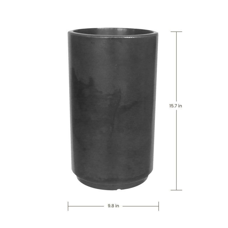 Dempsi ECOBO Eco-Friendly Round Pot Planter, Carioca Indoor/Outdoor Four Seasom Use, Dark Gray, 15.7" H x 9.8" W x 9.8" D