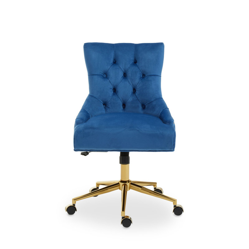 Farner Velvet Executive Chair, Gold, Blue
