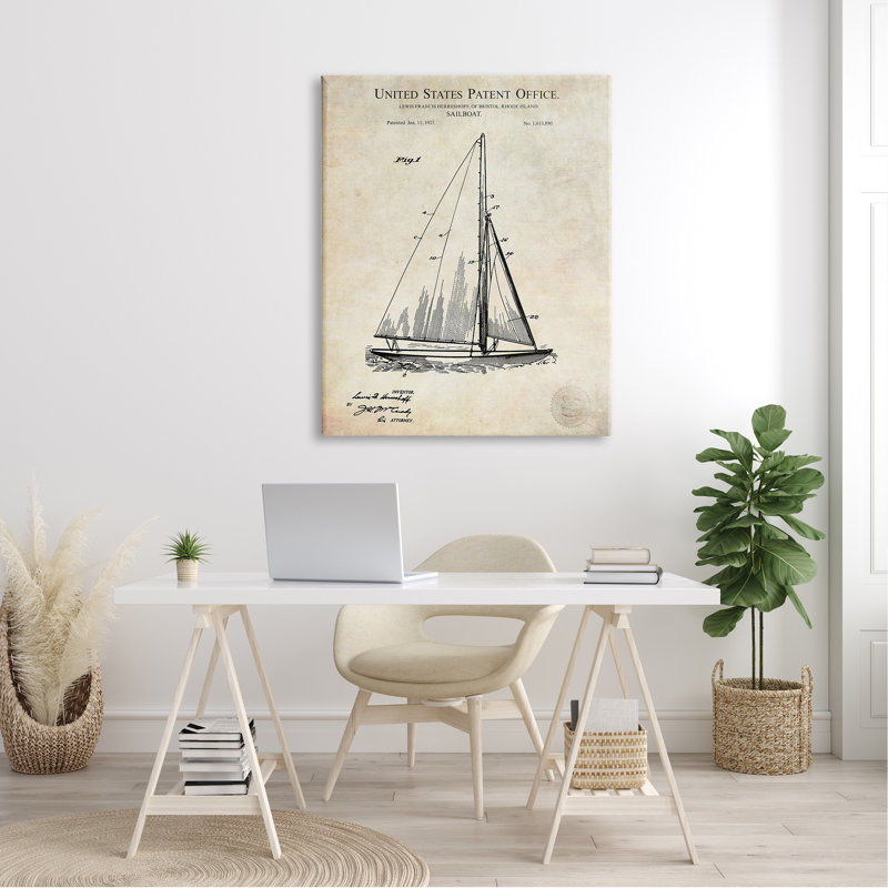 " Vintage Sailboat ", Wall Plaque, 36" W x 36" H