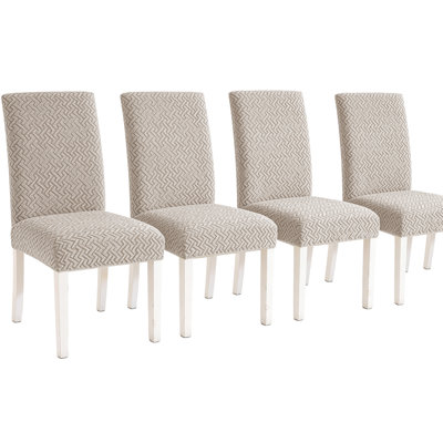 Ensemble de 4 housses extensibles de chaise de salle à manger en jacquard, housses élastiques de chaise Parsons, ensemble de 4