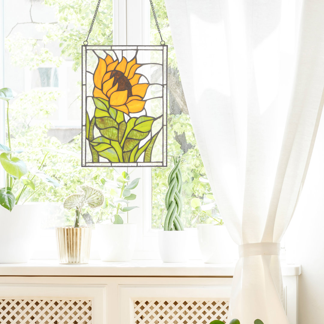 11.25”H Multicolored Sunflower Stained Glass Window Panel Laurel Foundry Modern Farmhouse®