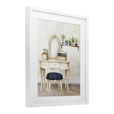 Blue Tub Bathroom Vanity Framed Print Under Glass, design by Kim Allen