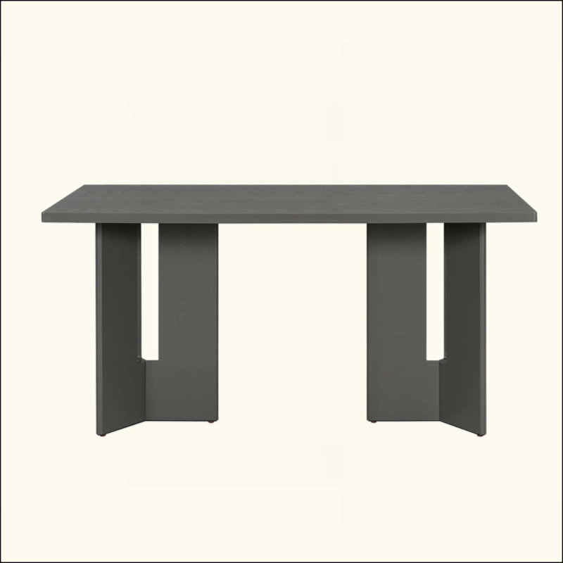 Table de salle à manger en bois de ferme, table de salle à manger rectangulaire avec pieds découpés, Gris