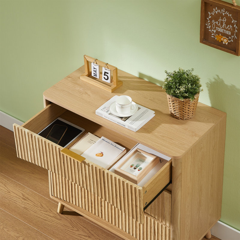 Commode 3 tiroirs cannelée