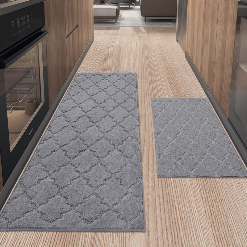 Tapis de cuisine Muhd, Rectangle 1 pi 8 po x 2 pi 6 po + 1 pi 8 po x 4 pi, Gris