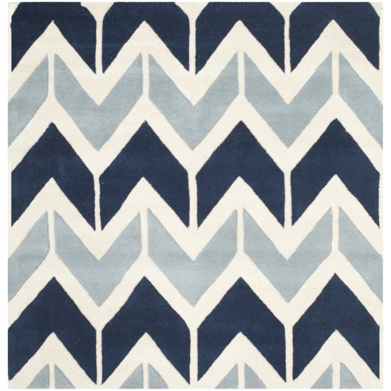 Deedie Hand Tufted Wool Chevron Rug, Square 5'