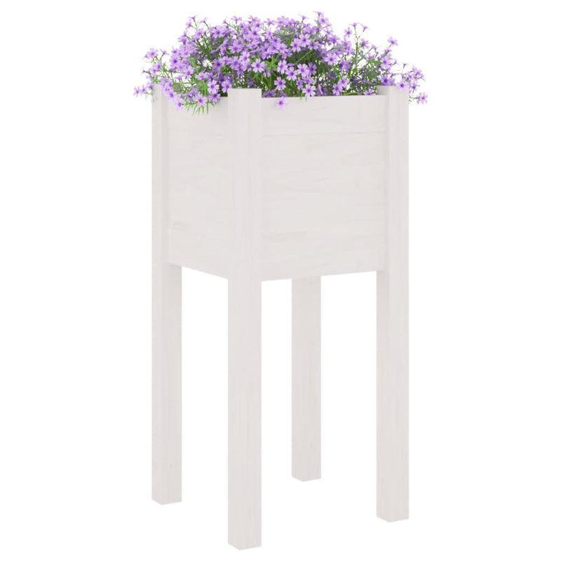 Alastar Wood Elevated Planter, 70cm H x 31cm W x 31cm D, White