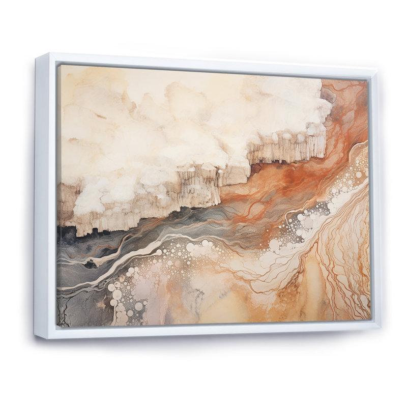 Minimalisme Geyser Landscape Tranquility I - Décoration murale Geyser, Cadre flottant blanc, H 16 po x l 32 po x P 1 po
