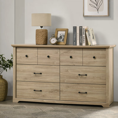 Commode 6 tiroirs avec poignées noires Elara