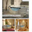 Baignoire tourbillon de coin pour 2 personnes 59 po DAHEAT, baignoire triangulaire de forme triangulaire avec 6 jets d'hydromassage, lumières DEL de chromothérapie et système de réglage pneumatique, conception en verre bleu latéral, drain central, certifié UL, certifié UPC, blanc laiteux