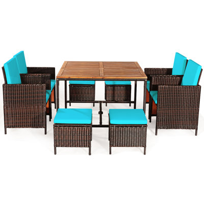 Khotare Square 8 - Person 43.5" Long Dining Set with Cushions by Hokku Designs