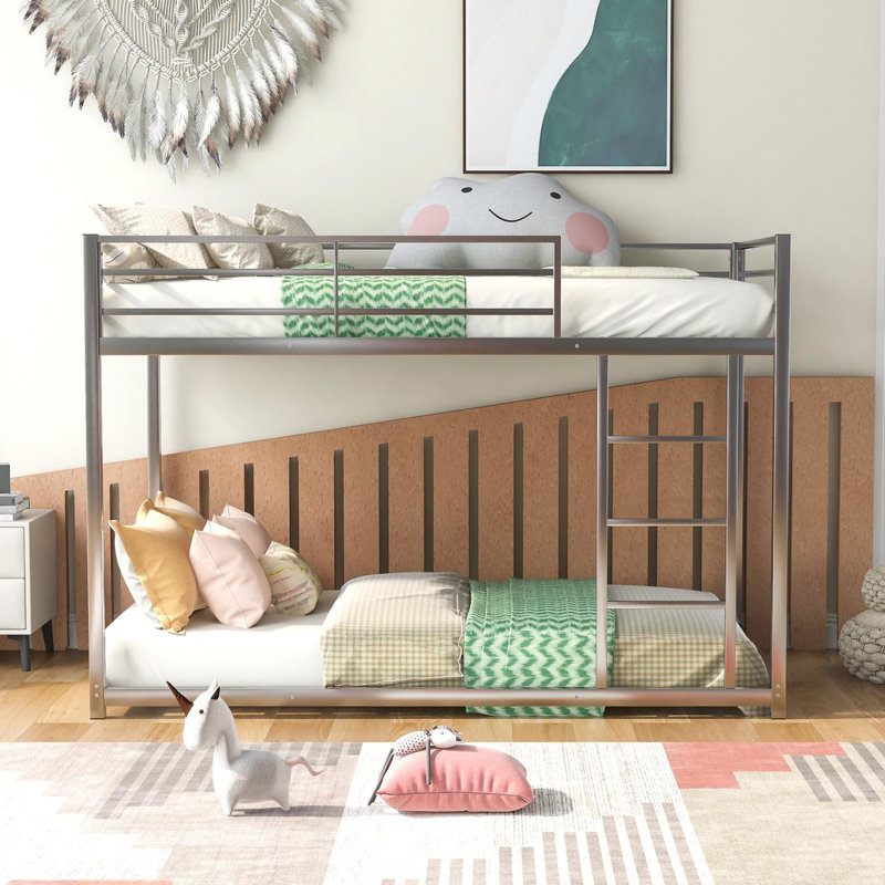Olivares Kids Bunk Bed, Silver, Full Over Full