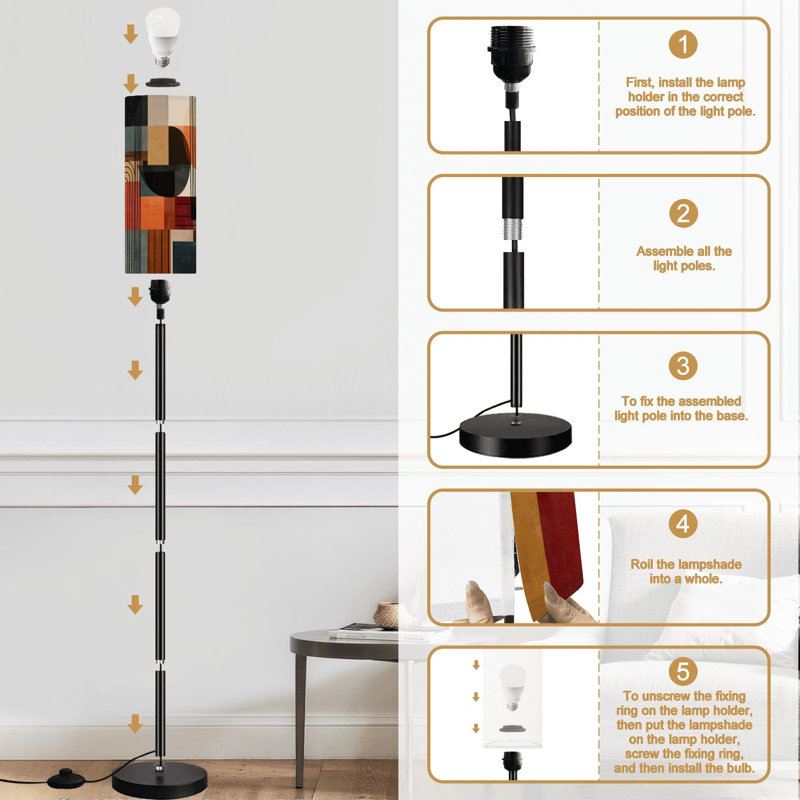 Lampe sur pied à formes géométriques abstraites avec lumière à intensité variable moderne et télécommande