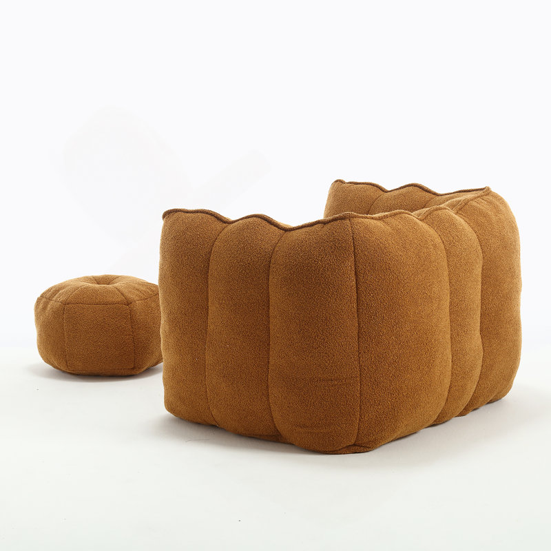 Canapé-lit carré confortable avec repose-pieds, Chenille kaki, H 26 po x l 42,5 po x P 33,5 po