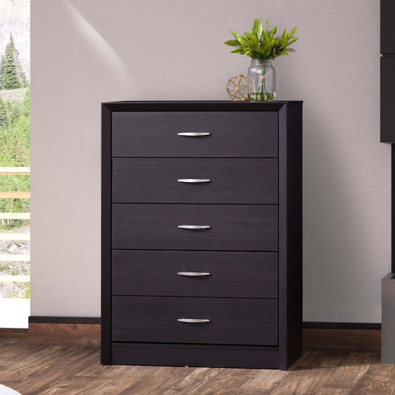 Lodsworth 5 Drawer 31.5" W Dresser, Black Oak
