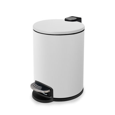Acento Rondo 1.3 Gallon Round Step Trash Can with Soft Close and Stay Open Lid, Removable Liner Bucket and Premium Foot Pedal, Matte Gray