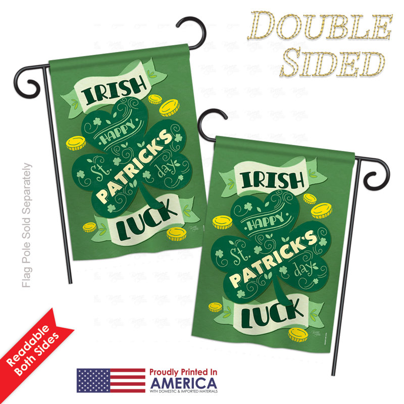 Mélange de polyester à 2 côtés 19 x 13 po irish chance spring drapeau de jardin, Oui