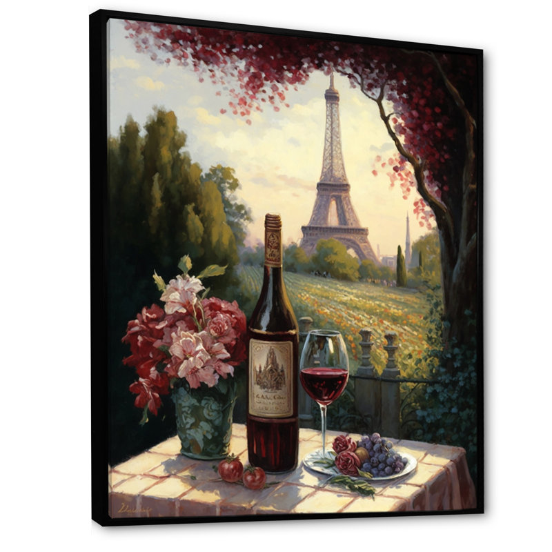 «Savouring Red Wine» par la Tour Eiffel Paris I, reproduction sur toile, H 32 po x l 24 po x P 1 po