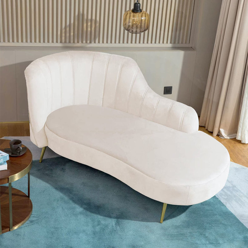 Chaise longue élégante, simple, moderne et créative, Orienté à gauche (vu de face), Blanc