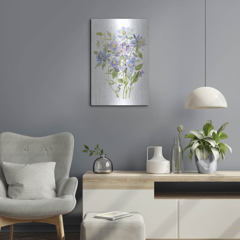 Art mural en métal «Columbine Spray II» par Tim O'Toole, H 24 po x l 16 po