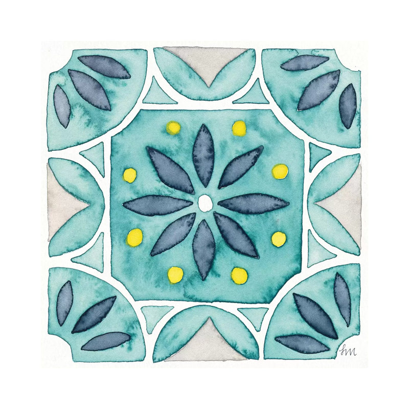 Garden Getaway Tile VIII Teal by Laura Marshall - Wrapped Canvas Print, 93.98 cm H x 93.98 cm W x 1.91 cm D
