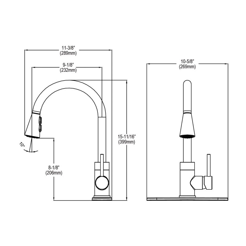 Avado Pull Down Single Handle Kitchen Faucet with Accessories, Lustrous Steel