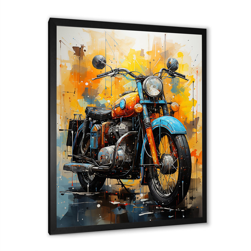 Voyage en moto surréelle I, H 32 po x l 24 po x P 1 po, Cadre simple noir