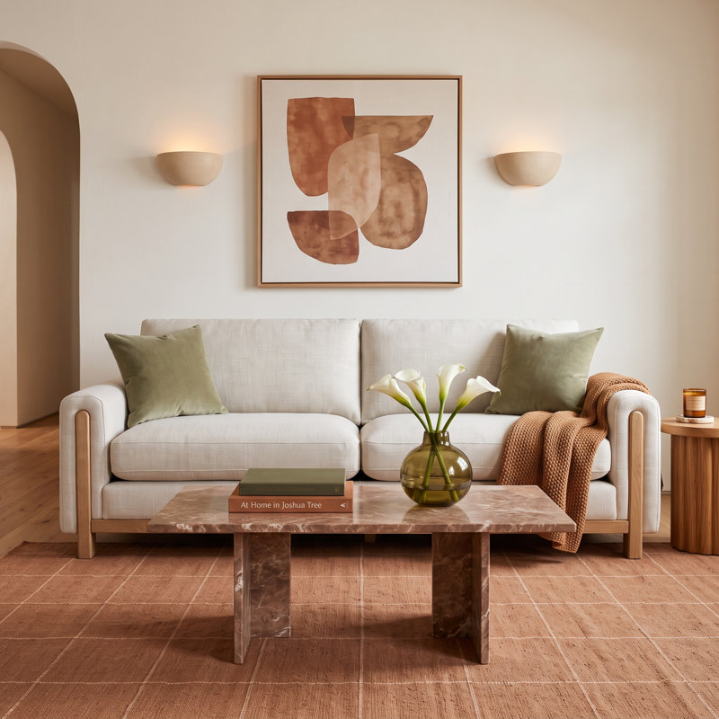 Adika 88" Upholstered Sofa, Effie Linen Polyester/Linen
