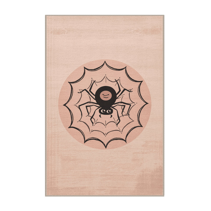 Soft Plush Fedele Halloween Modern & Contemporary Abstract Area Rug in Beige – Beige Binding, 3x5