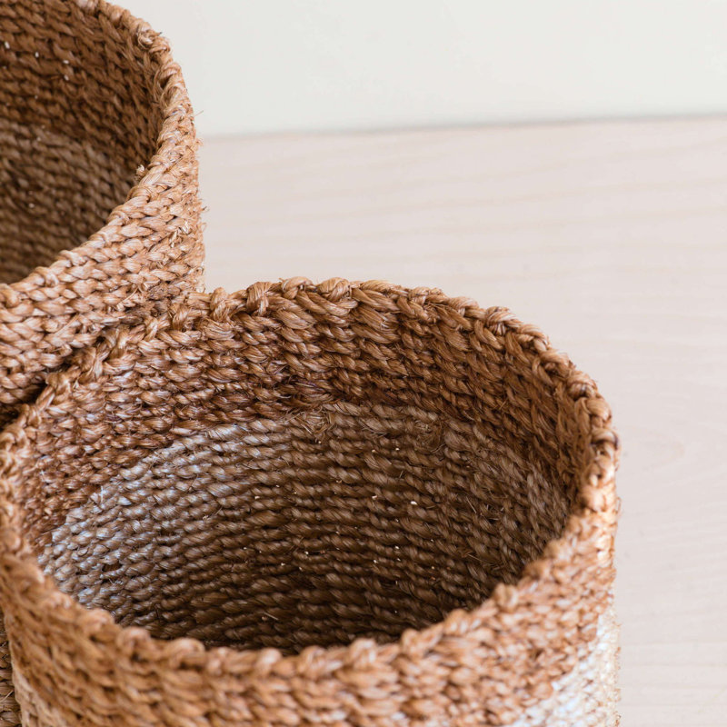 Cylinder Tabletop Basket, nested set of 2, Brown